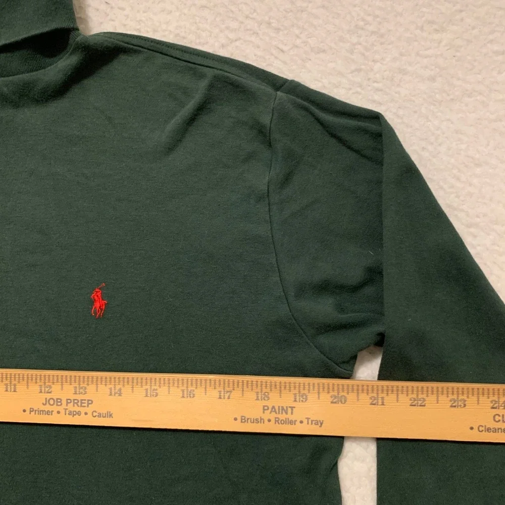 VTG Ralph Lauren Turtleneck Shirt Mens M 100% Cotton Red Pony Logo Hunter Green